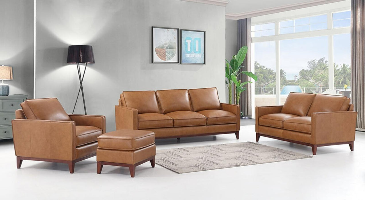 Leather Italia Georgetowne-Newport Ottoman in Camel