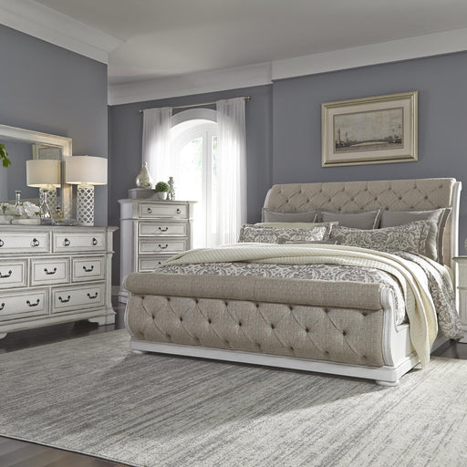 Abbey Park Queen Uph Sleigh Bed, Dresser & Mirror, Chest image